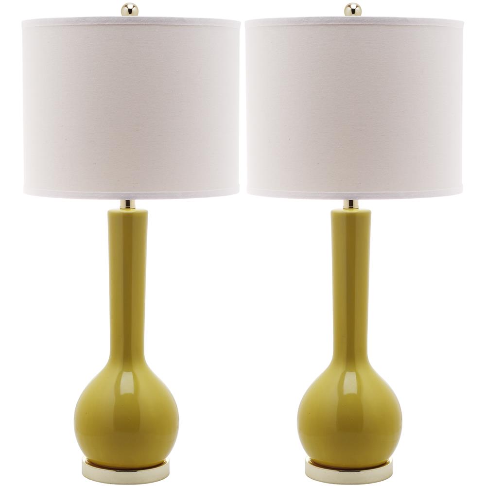 Safavieh LIT4091H MAE LONG NECK CERAMIC (SET OF 2) GOLD BASE AND NECK TABLE LAMP